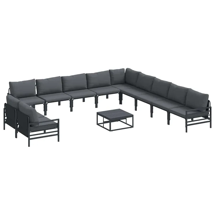 Ensemble de canapé de jardin avec coussin 12 pcs Noir Acier - 2