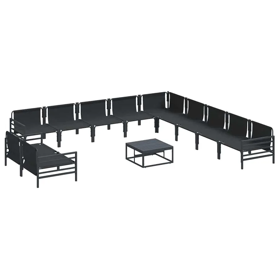 Ensemble de canapé de jardin avec coussin 12 pcs Noir Acier - 7