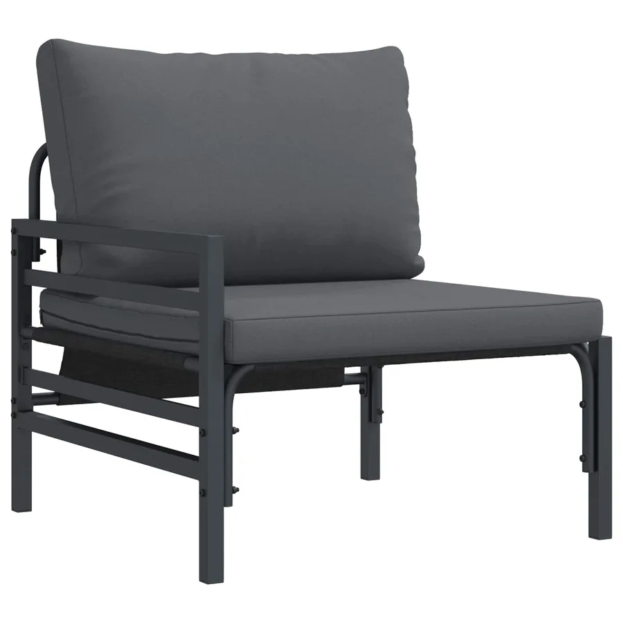 Ensemble de canapé de jardin avec coussin 14 pcs Noir Acier - 9