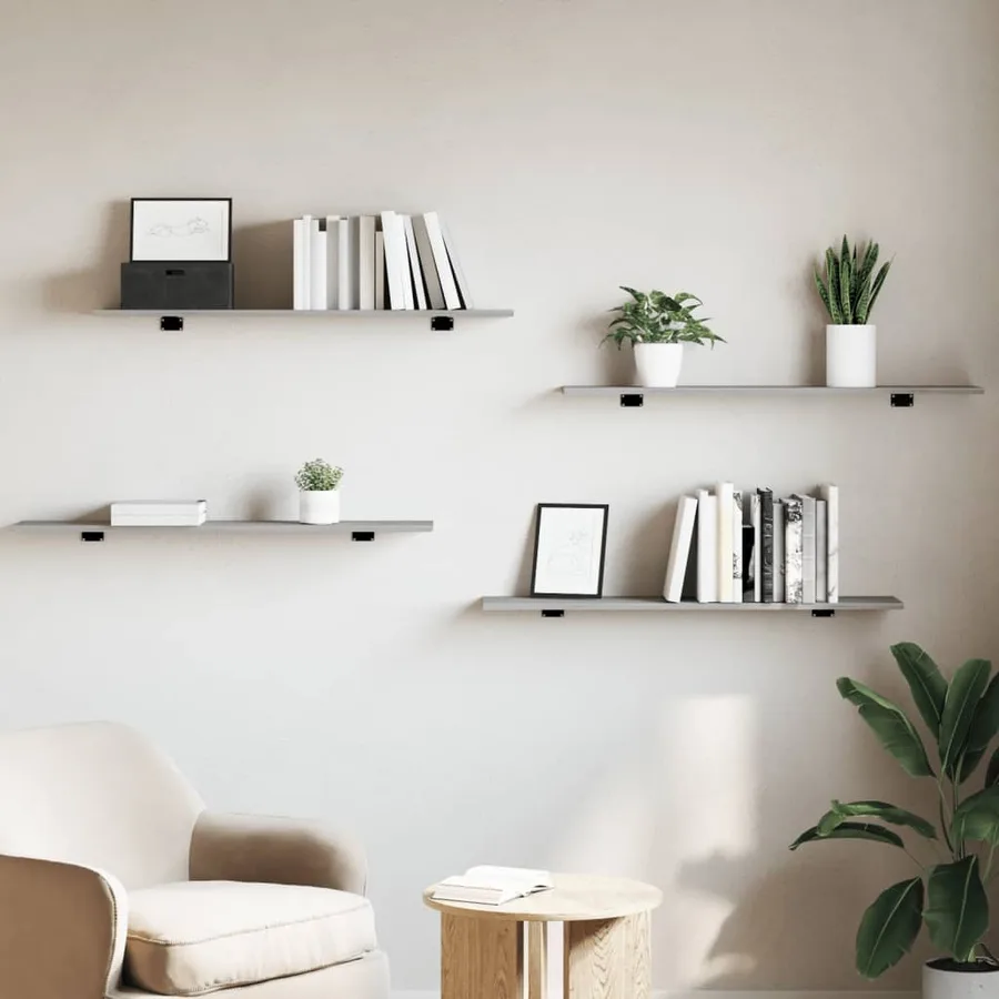 Étagères murales 4 pcs sonoma gris 100x20x1,5cm bois ingénierie - 3