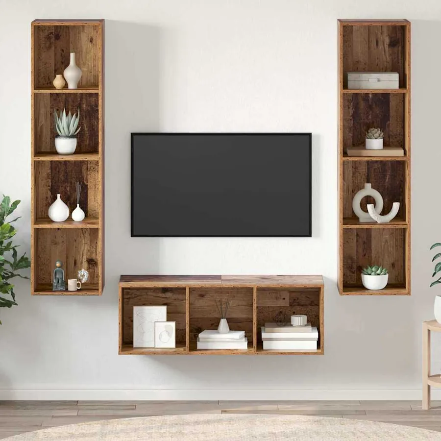 Ensemble meuble TV 3 pcs Bois Ancien Bois d'ingénierie