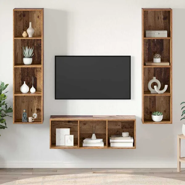 Ensemble meuble TV 3 pcs Bois Ancien Bois d'ingénierie