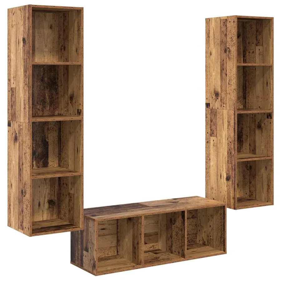 Ensemble meuble TV 3 pcs Bois Ancien Bois d'ingénierie - 2