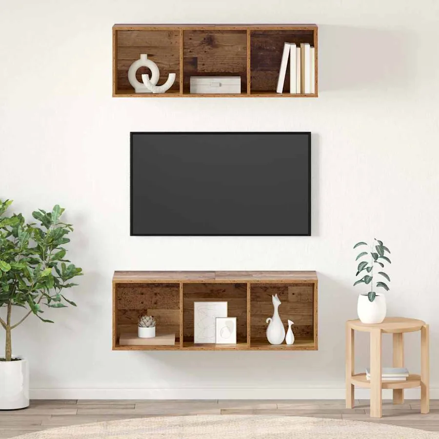 Ensemble meuble TV 2 pcs Bois Ancien 37 x 37 x 107 cm