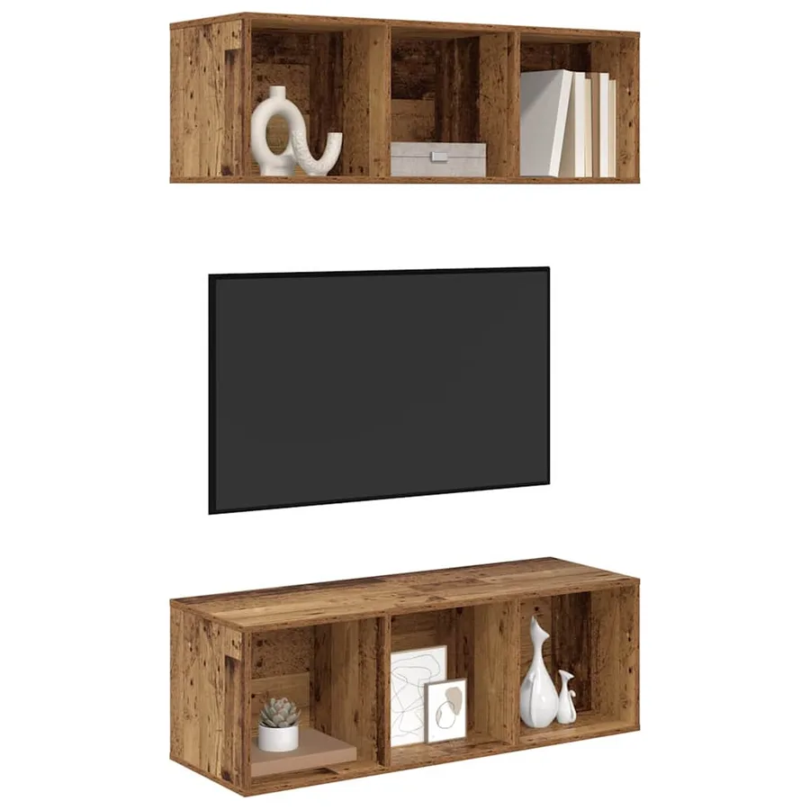 Ensemble meuble TV 2 pcs Bois Ancien 37 x 37 x 107 cm - 3