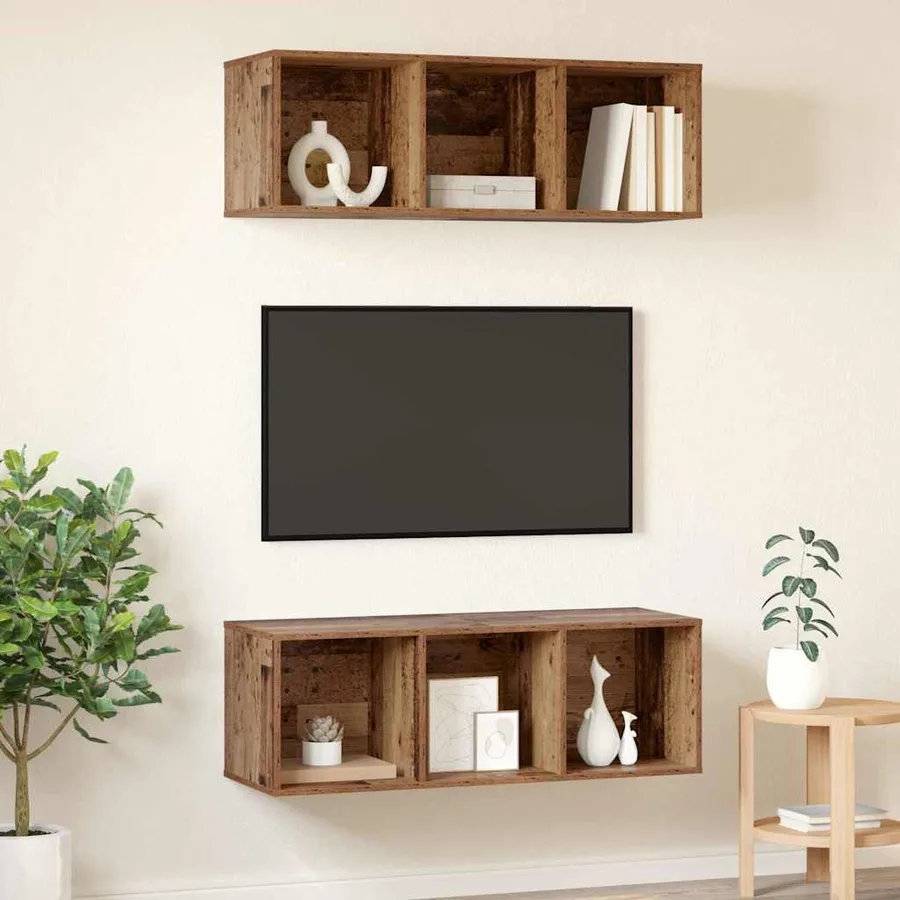 Ensemble meuble TV 2 pcs Bois Ancien 37 x 37 x 107 cm - 4