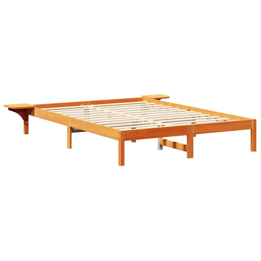 Cadre de lit Brun cire 150 x 200 cm Pin massif - 4