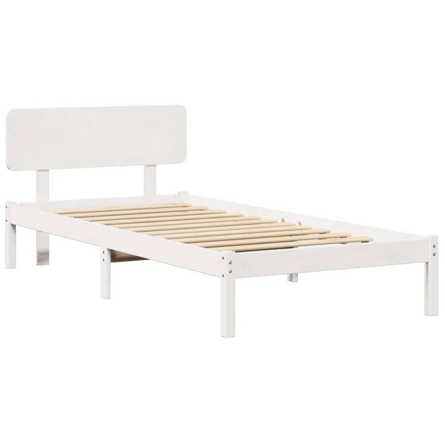 Cadre de lit avec tête de lit Blanc 90 x 200 cm Pin massif - 2