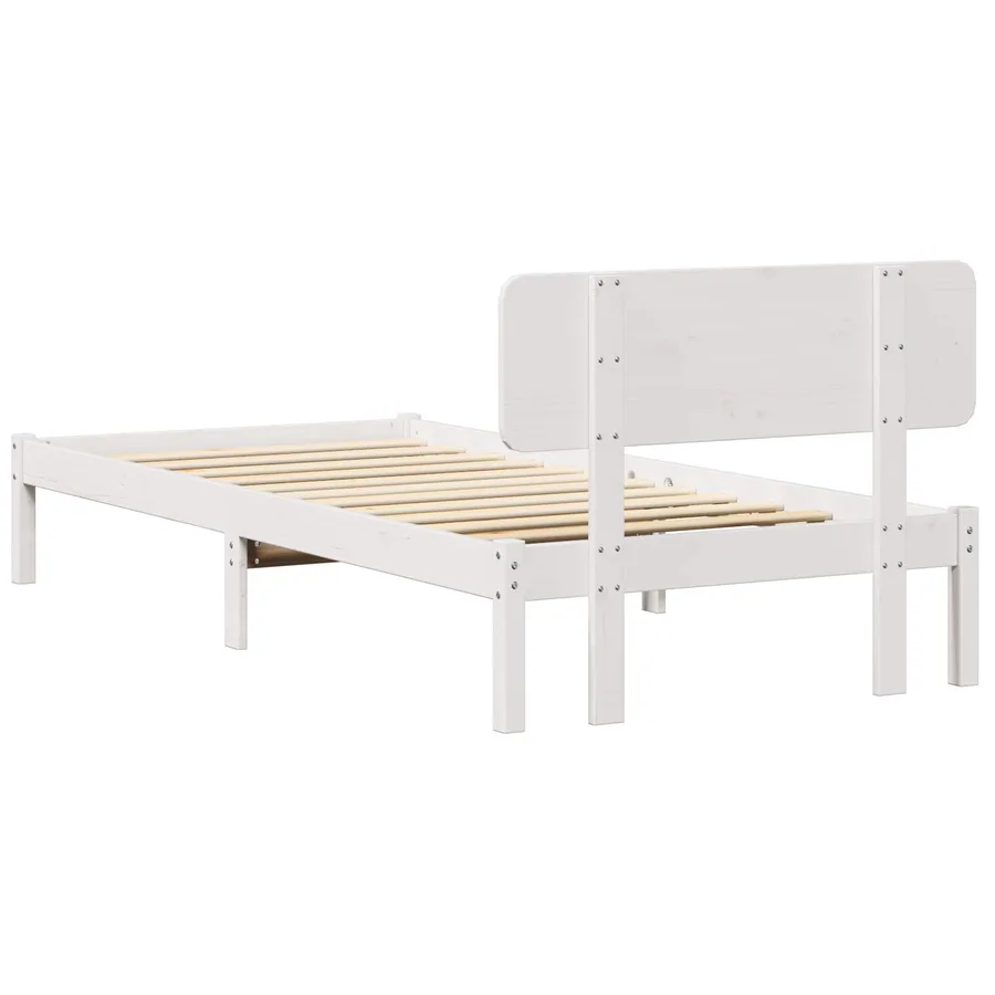 Cadre de lit avec tête de lit Blanc 90 x 200 cm Pin massif - 7