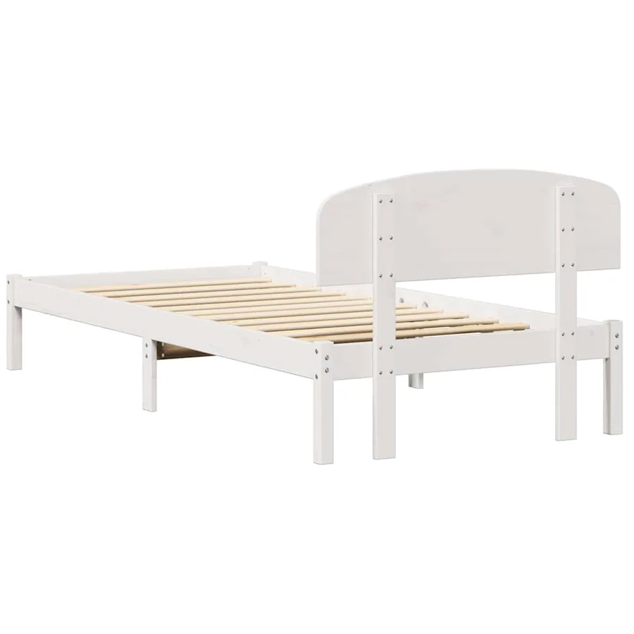 Cadre de lit avec tête de lit Blanc 90 x 190 cm Pin massif - 7