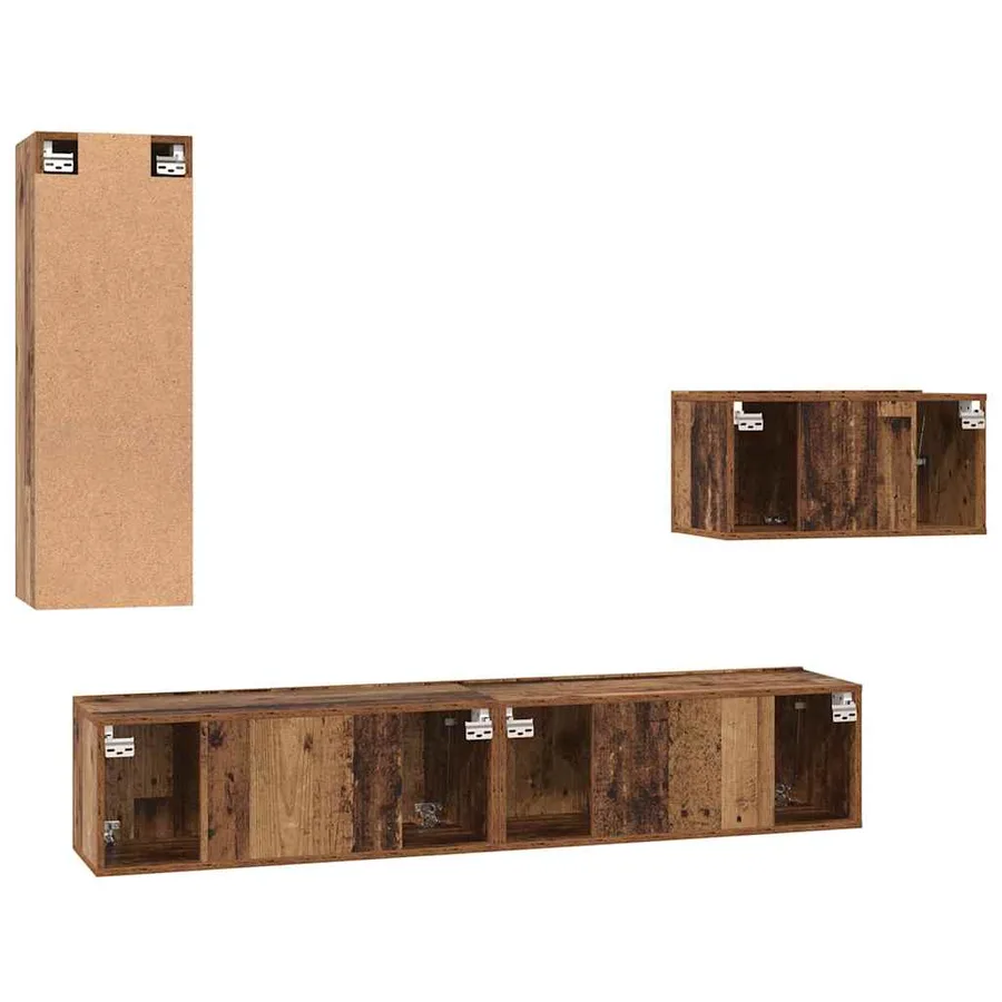 Ensemble meuble TV 4 pcs Bois Ancien Bois d'ingénierie - 10