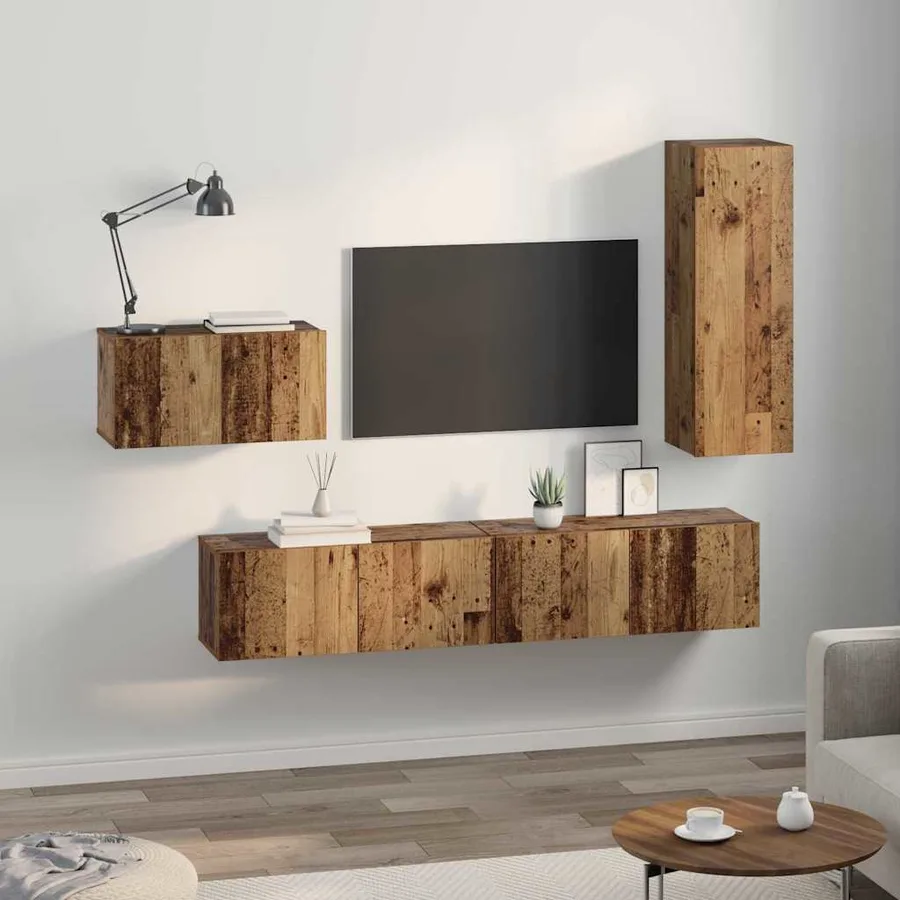 Ensemble meuble TV 4 pcs Bois Ancien Bois d'ingénierie - 4