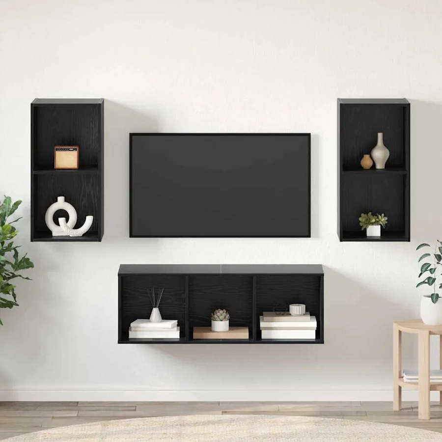 Ensemble meuble TV 3 pcs Chêne noir Bois d'ingénierie