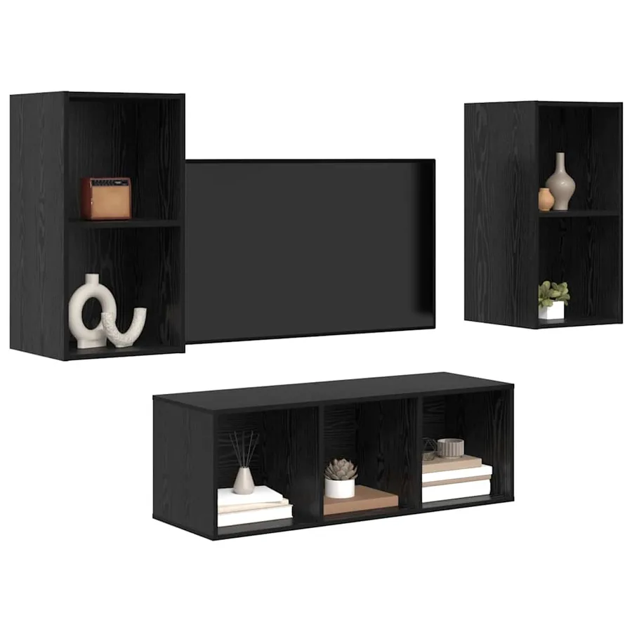 Ensemble meuble TV 3 pcs Chêne noir Bois d'ingénierie - 3