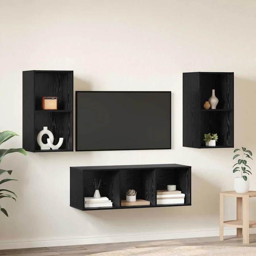 Ensemble meuble TV 3 pcs Chêne noir Bois d'ingénierie - 4