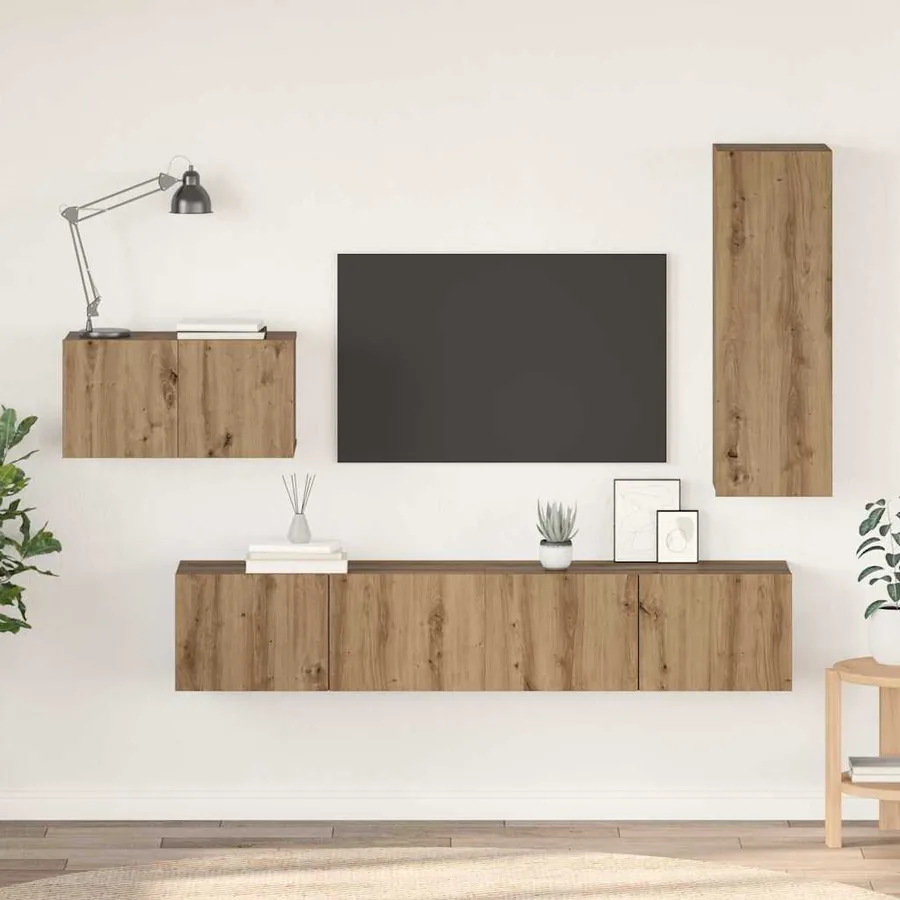 Ensemble meuble TV 4 pcs Chêne artisanal Bois d'ingénierie
