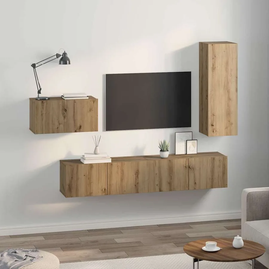Ensemble meuble TV 4 pcs Chêne artisanal Bois d'ingénierie - 4