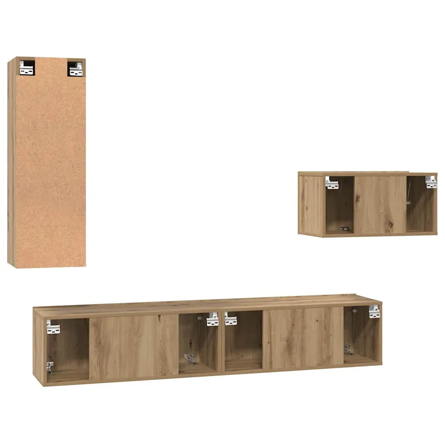 Ensemble meuble TV 4 pcs Chêne artisanal Bois d'ingénierie - 8