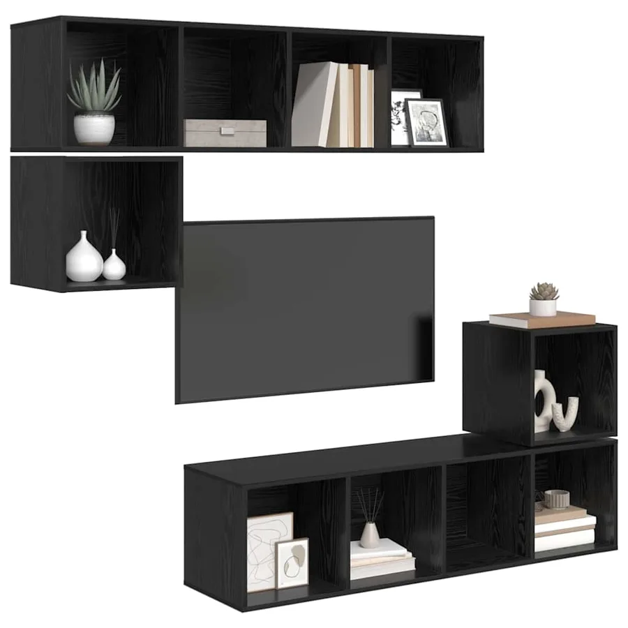 Ensemble meuble TV 4 pcs Chêne noir Bois d'ingénierie - 3