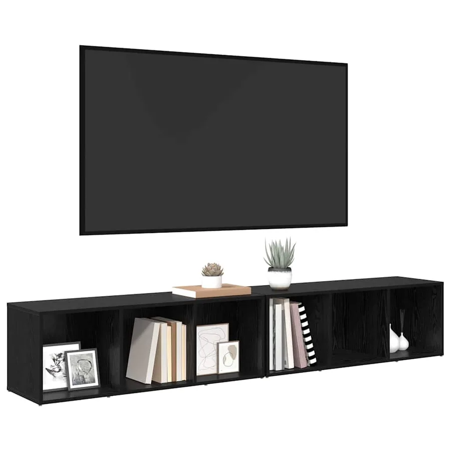 Ensemble meuble TV 2 pcs Chêne noir 37 x 35 x 107cm - 3
