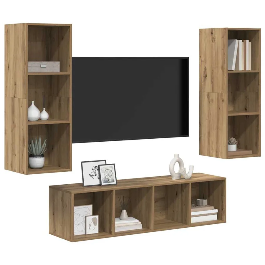 Ensemble meuble TV 3 pcs Chêne artisanal Bois d'ingénierie - 3