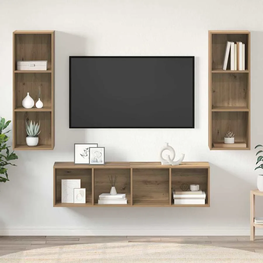 Ensemble meuble TV 3 pcs Chêne artisanal Bois d'ingénierie - 4