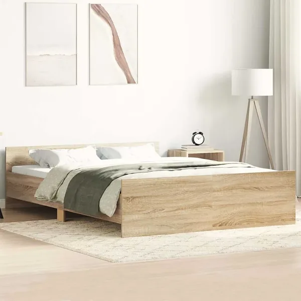 Cadre de lit sans matelas chêne sonoma 140x190 cm