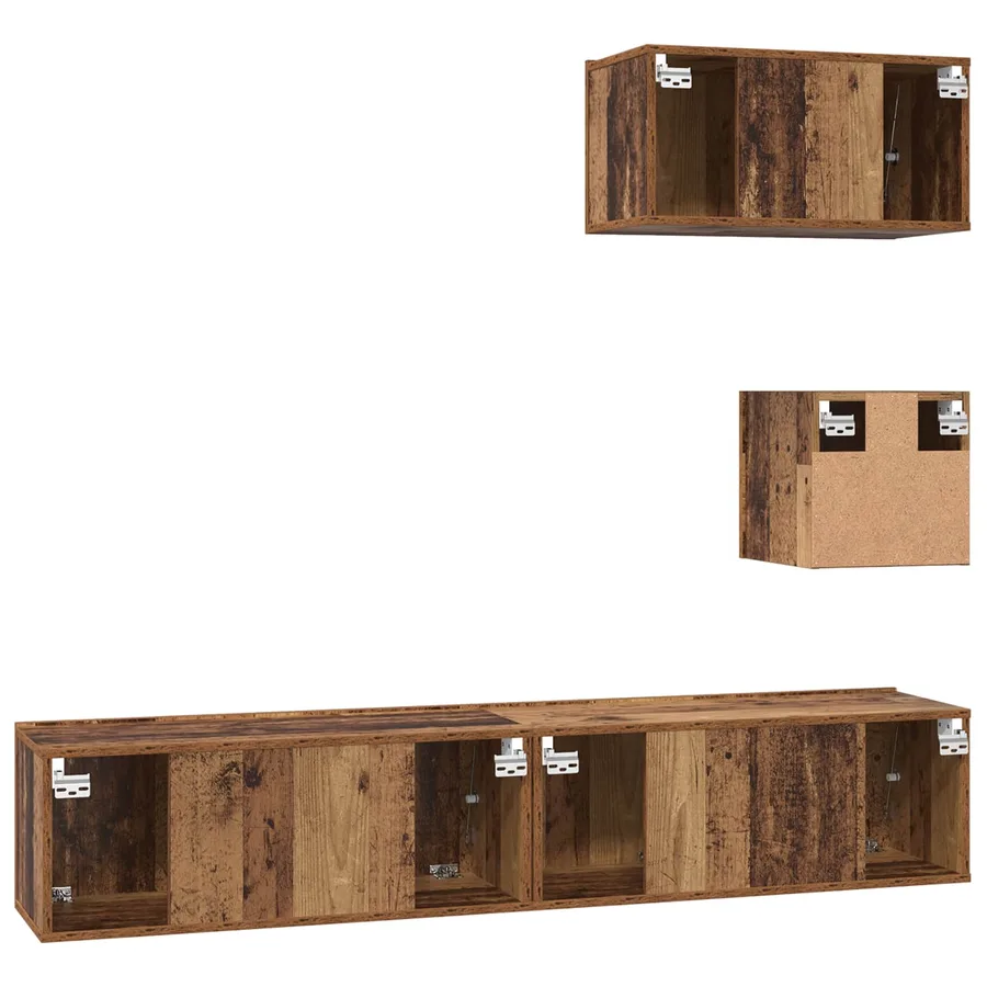 Ensemble meuble TV 3 pcs Bois Ancien Bois d'ingénierie - 10