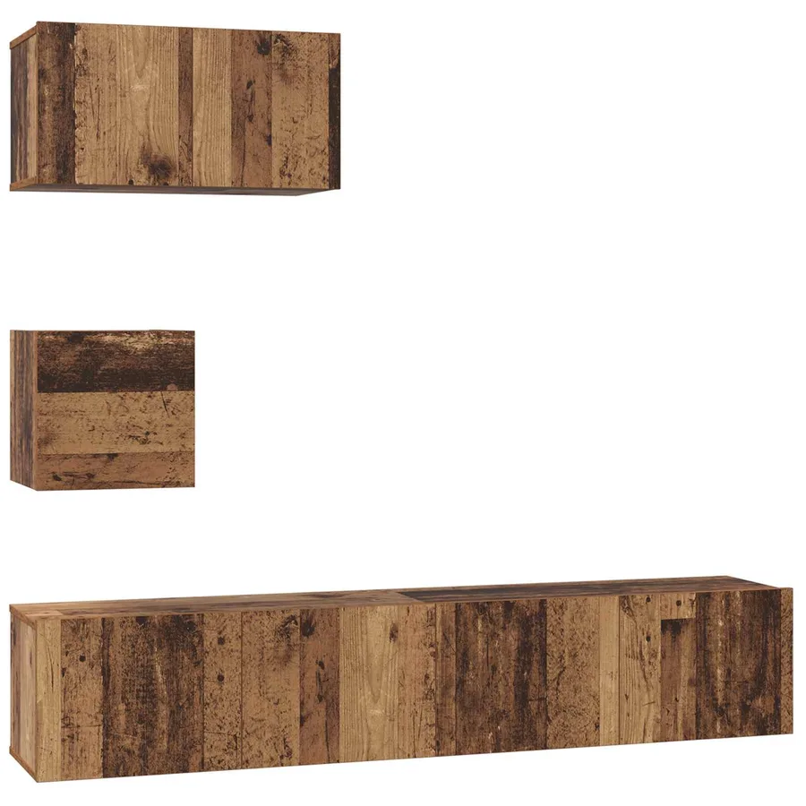 Ensemble meuble TV 3 pcs Bois Ancien Bois d'ingénierie - 2