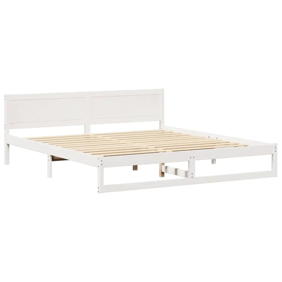 Cadre de lit avec tête de lit Blanc 180 x 200 cm Pin massif - 4