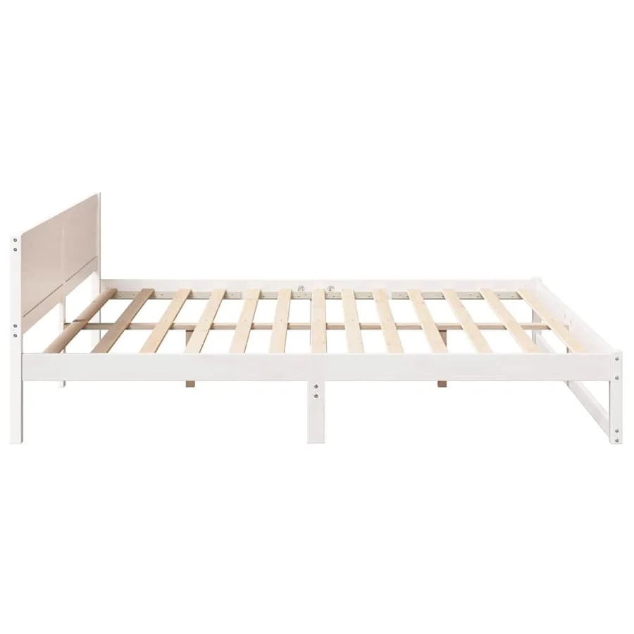 Cadre de lit avec tête de lit Blanc 180 x 200 cm Pin massif - 6