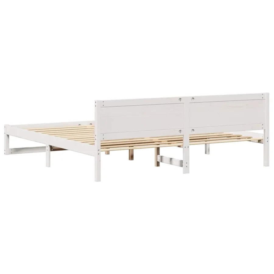 Cadre de lit avec tête de lit Blanc 180 x 200 cm Pin massif - 7
