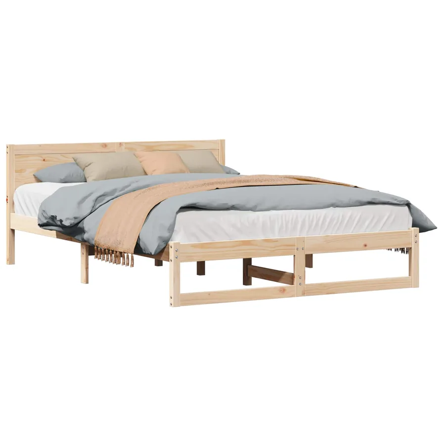 Cadre de lit avec tête de lit Naturel 150 x 200 cm Pin massif - 2