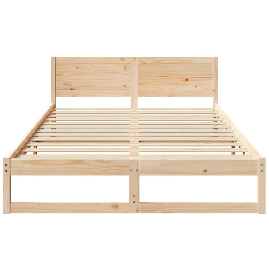Cadre de lit avec tête de lit Naturel 150 x 200 cm Pin massif - 5