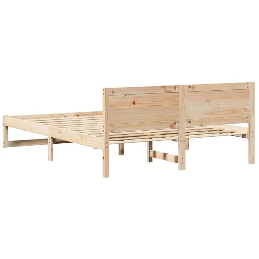 Cadre de lit avec tête de lit Naturel 150 x 200 cm Pin massif - 7