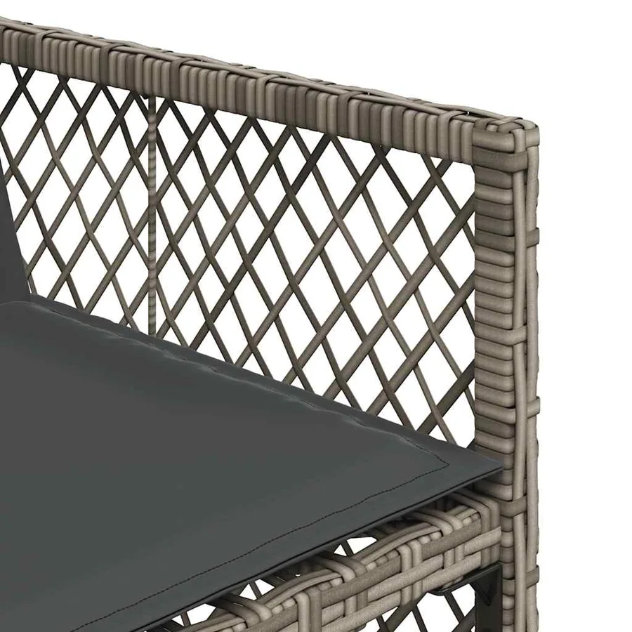 Ensemble à manger de jardin 11pcs avec coussins gris poly rotin - 7