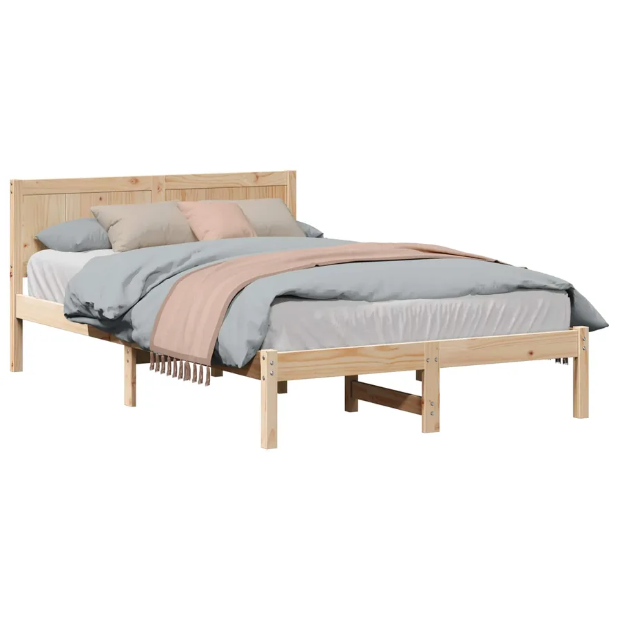 Cadre de lit Marron 140 x 190 cm Bois de pin massif - 2