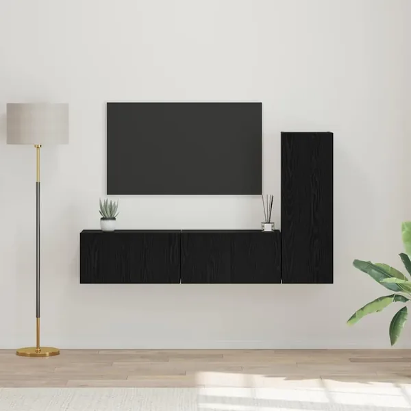 Ensemble meuble TV 3 pcs Chêne noir Bois d'ingénierie