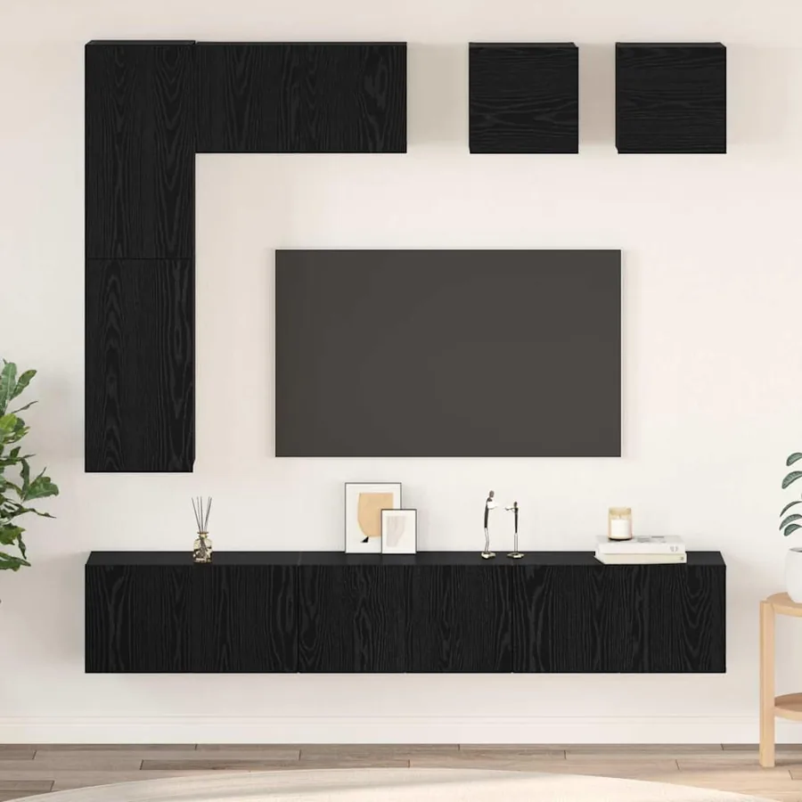 Ensemble meuble TV 8 pcs Chêne noir Bois d'ingénierie