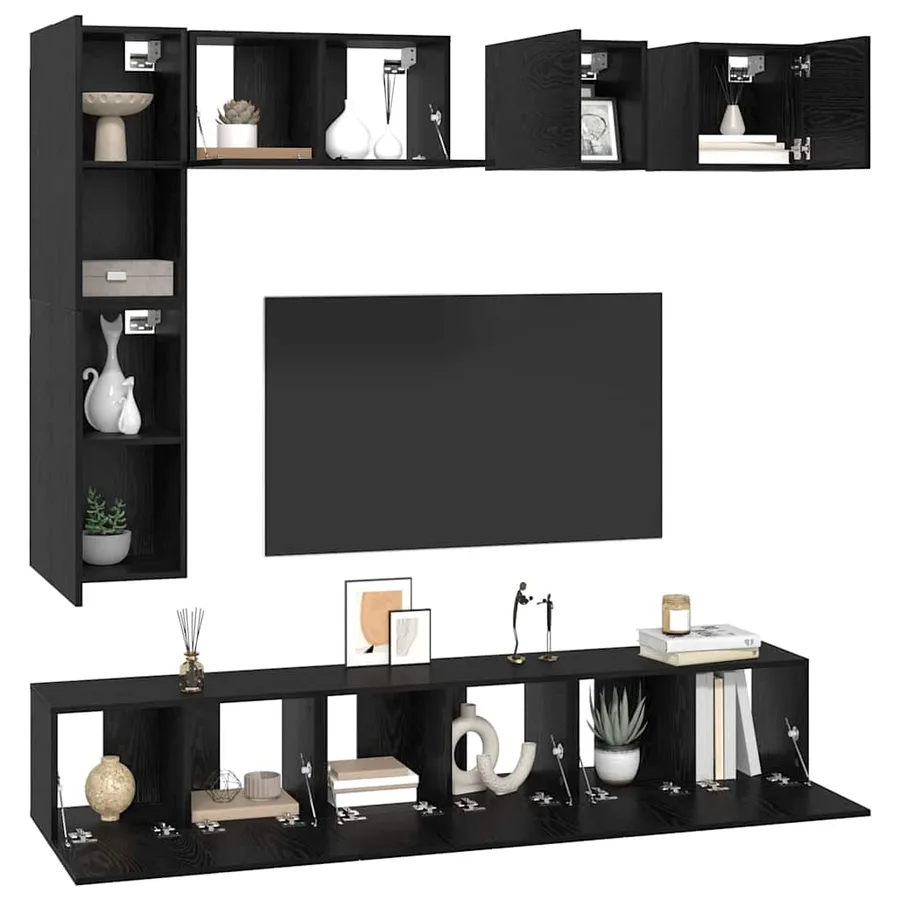 Ensemble meuble TV 8 pcs Chêne noir Bois d'ingénierie - 3