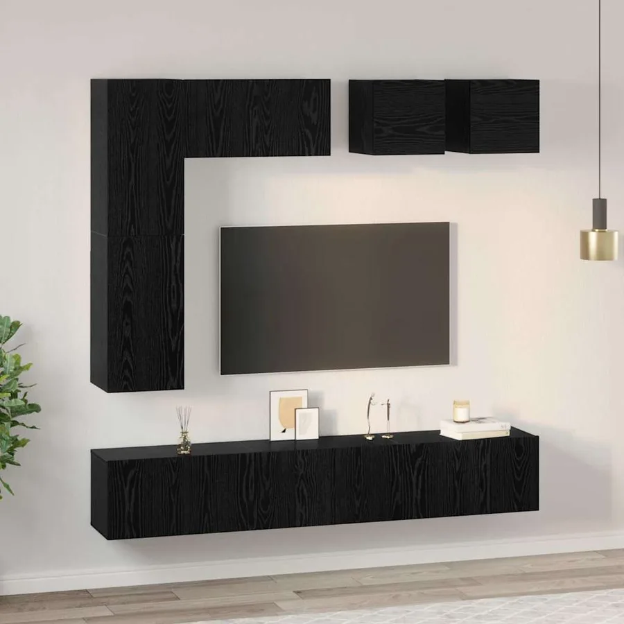 Ensemble meuble TV 8 pcs Chêne noir Bois d'ingénierie - 4