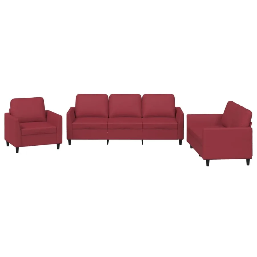 Ensemble de canapés 3 pcs et coussins Rouge bordeaux Similicuir - 2