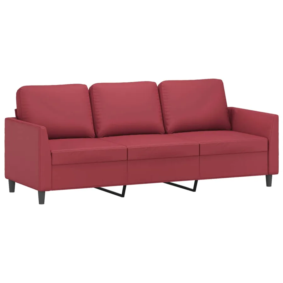 Ensemble de canapés 3 pcs et coussins Rouge bordeaux Similicuir - 5