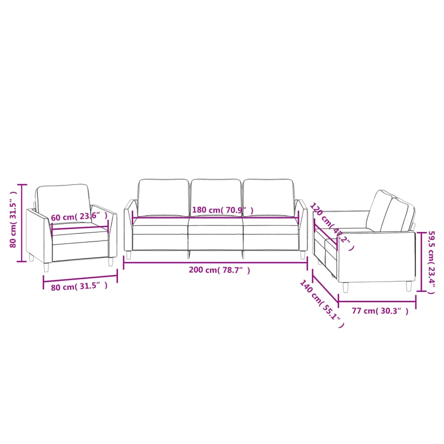 Ensemble de canapés 3 pcs et coussins Rouge bordeaux Similicuir - 8