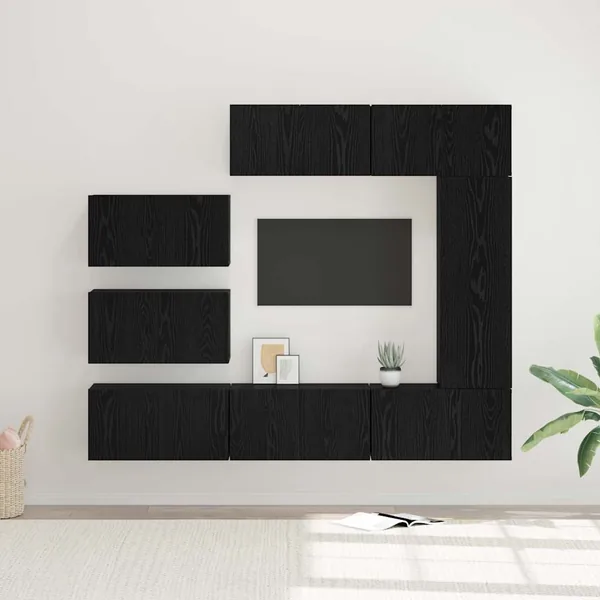 Ensemble meuble TV 8 pcs Chêne noir Bois d'ingénierie
