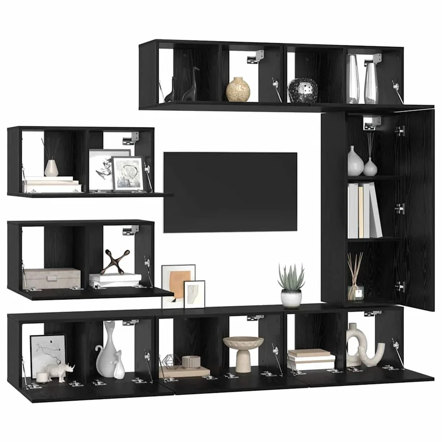 Ensemble meuble TV 8 pcs Chêne noir Bois d'ingénierie - 3