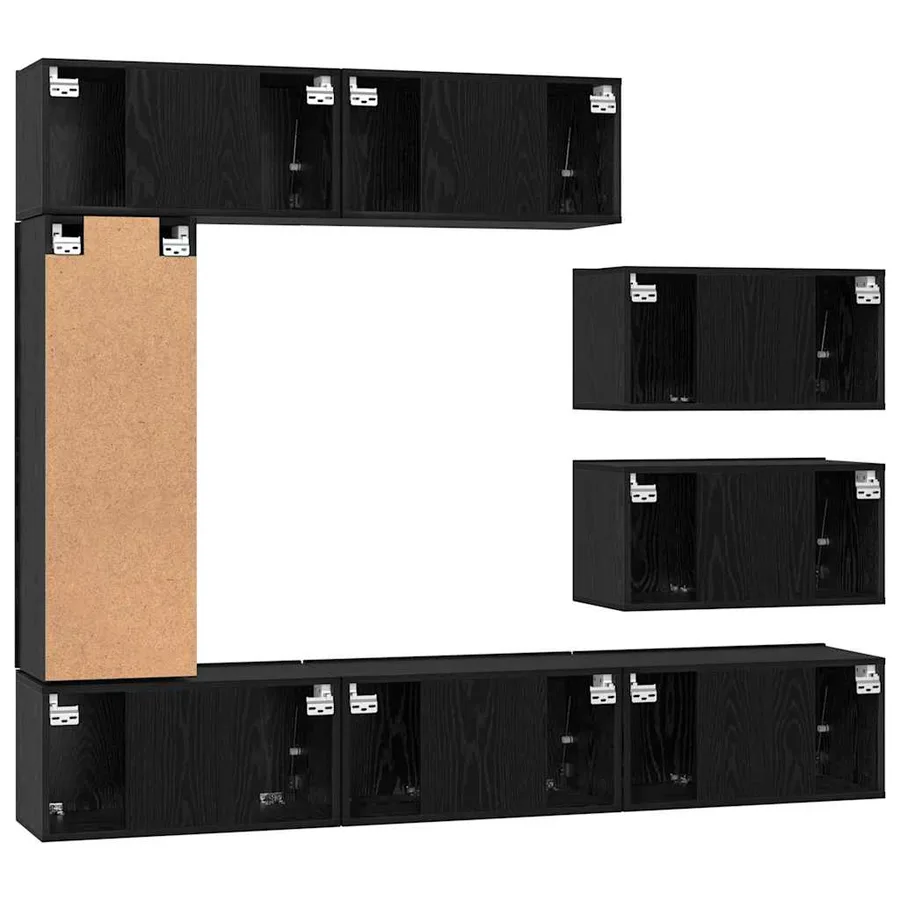 Ensemble meuble TV 8 pcs Chêne noir Bois d'ingénierie - 8