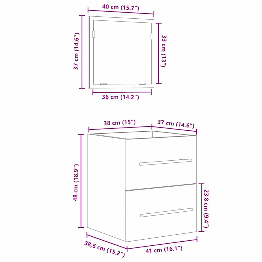 Ensemble de mobilier de salle de bain Gris 41 x 38,5 x 48 cm - 16