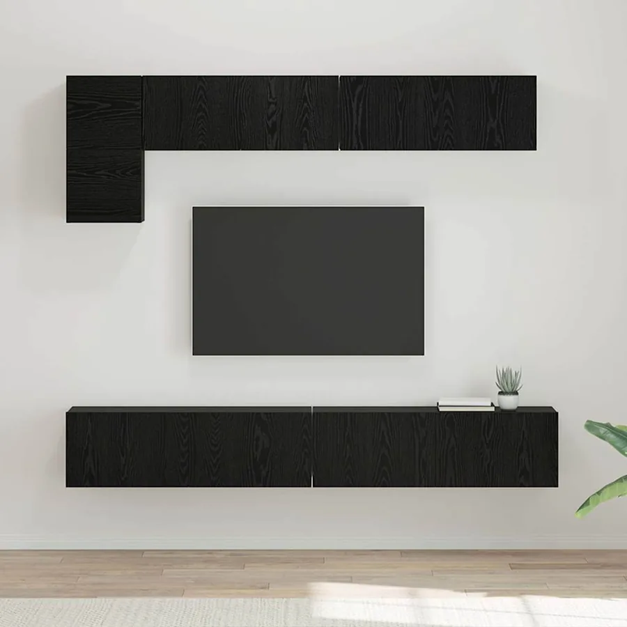 Ensemble meuble TV 5 pcs Chêne noir Bois d'ingénierie