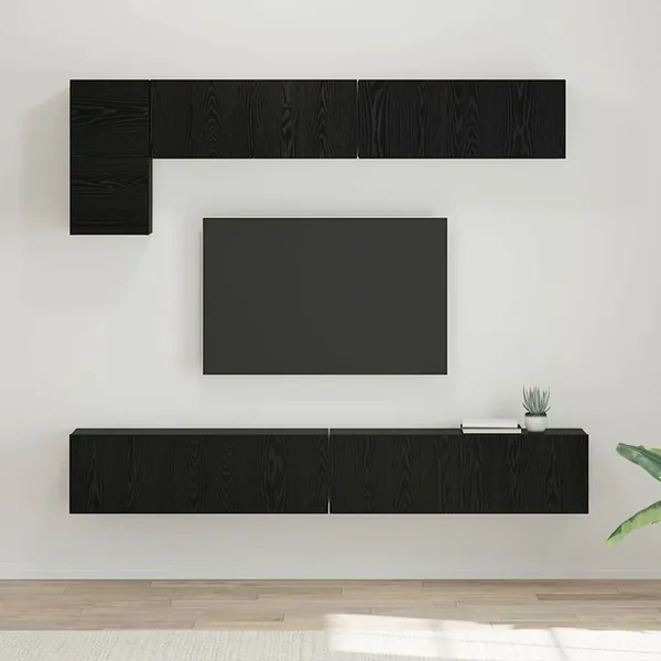 Ensemble meuble TV 5 pcs Chêne noir Bois d'ingénierie